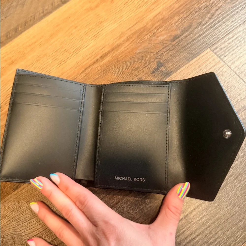 Michael Kors Black Leather Envelope Zip Card Case